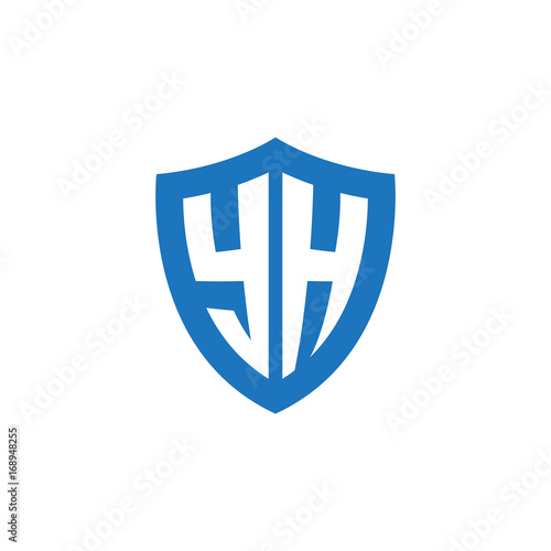Free Download Initial letter YH, shield logo, modern blue color - GFXLoad