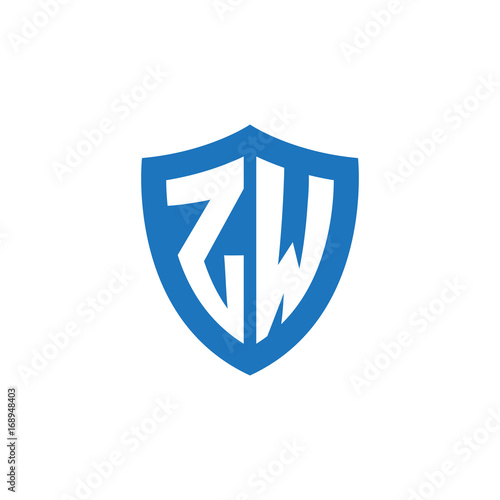 Free Download Initial letter ZW, shield logo, modern blue color - GFXLoad