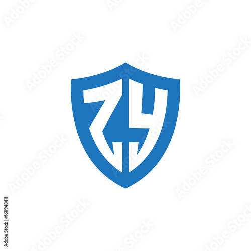 Free Download Initial letter ZY, shield logo, modern blue color - GFXLoad