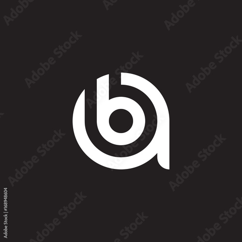 Initial lowercase letter logo ab, ba, b inside a, monogram rounded shape, white color on black background

