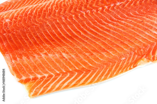 fresh salmon fillet isolated on white background