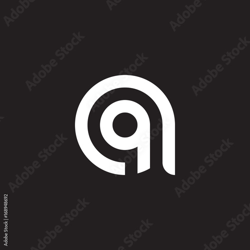 Initial lowercase letter logo aq, qa, q inside a, monogram rounded shape, white color on black background

