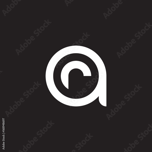 Initial lowercase letter logo ar, ra, r inside a, monogram rounded shape, white color on black background

