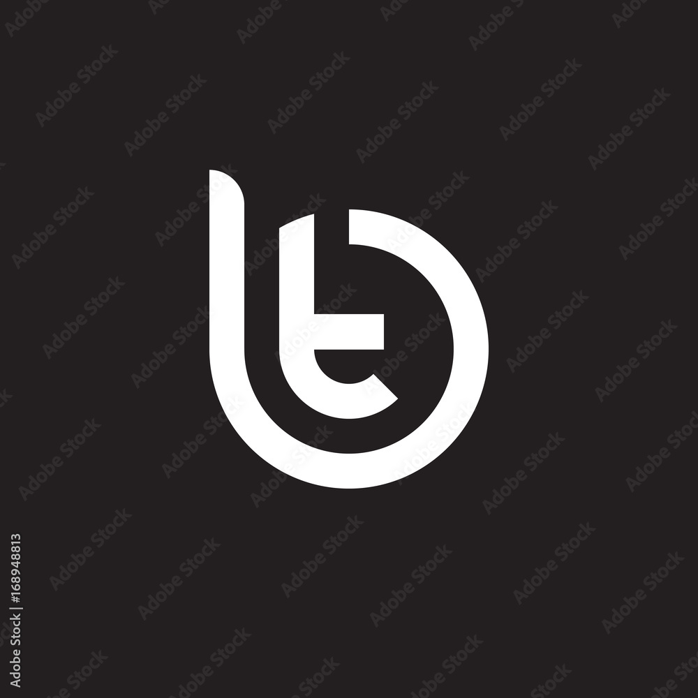 Initial lowercase letter logo bt, tb, t inside b, monogram rounded shape, white color on black background Initial lowercase letter logo bt, tb, t inside b, monogram rounded shape, white color on black background
