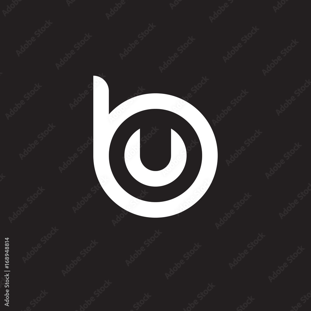 Initial lowercase letter logo bu, ub, u inside b, monogram rounded shape, white color on black background Initial lowercase letter logo bu, ub, u inside b, monogram rounded shape, white color on black background