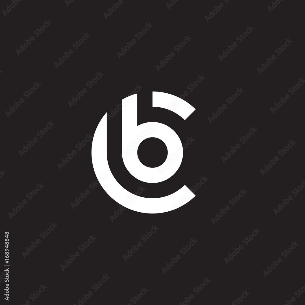 Initial lowercase letter logo cb, bc, b inside c, monogram rounded shape,  white color on black background Stock Vector | Adobe Stock