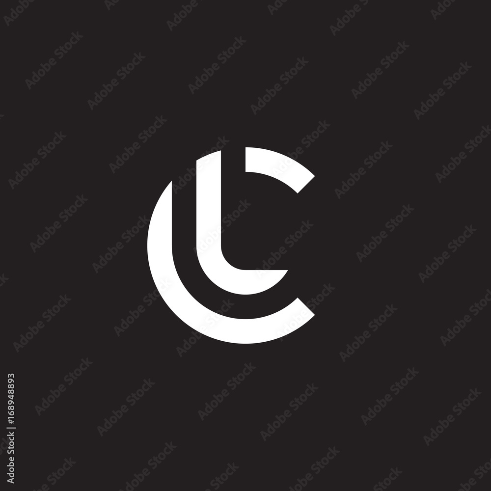 Initial lowercase letter logo cl, lc, l inside c, monogram rounded shape, white color on black background Initial lowercase letter logo cl, lc, l inside c, monogram rounded shape, white color on black background