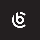 Initial lowercase letter logo cb, bc, b inside c, monogram rounded shape, white color on black background