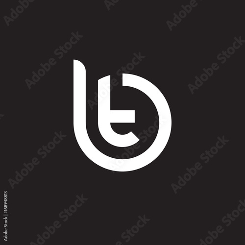 Initial lowercase letter logo bt, tb, t inside b, monogram rounded shape, white color on black background