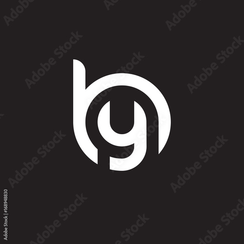 Initial lowercase letter logo by, yb, y inside b, monogram rounded shape, white color on black background