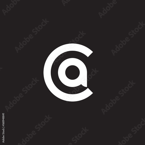 Initial lowercase letter logo ca, ac, a inside c, monogram rounded shape, white color on black background