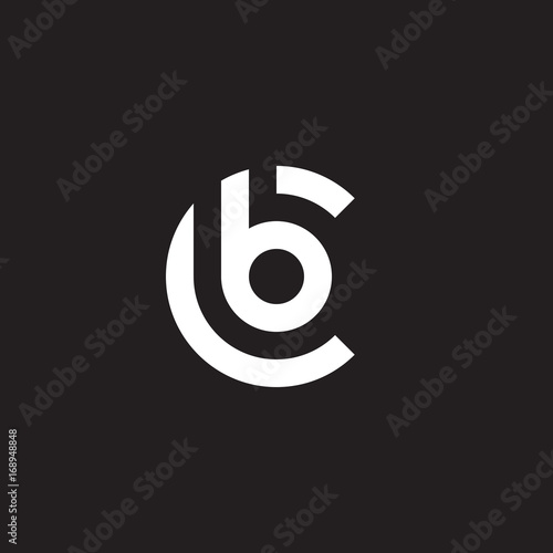 Initial lowercase letter logo cb, bc, b inside c, monogram rounded shape, white color on black background