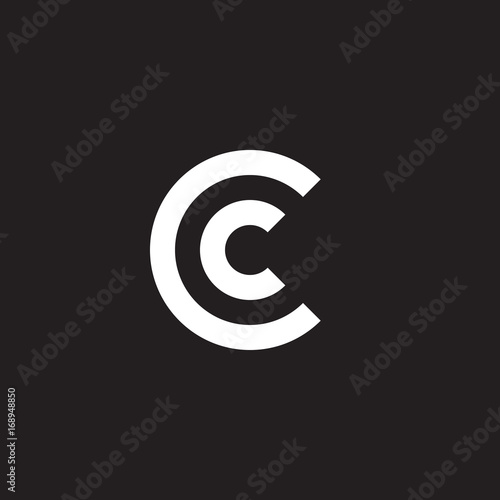 Initial lowercase letter logo cc, c inside c, monogram rounded shape, white color on black background