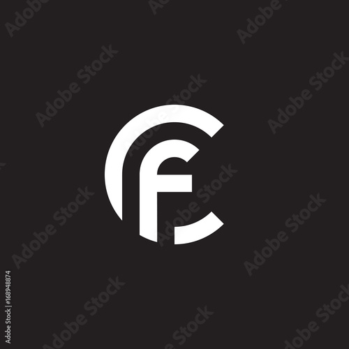 Initial lowercase letter logo cf, fc, f inside c, monogram rounded shape, white color on black background