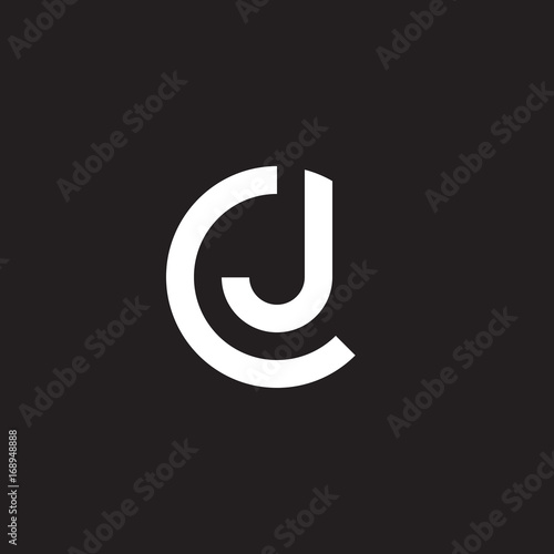 Initial lowercase letter logo cj, jc, j inside c, monogram rounded shape, white color on black background