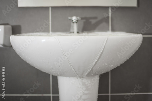 Overflowing water from the washbasin