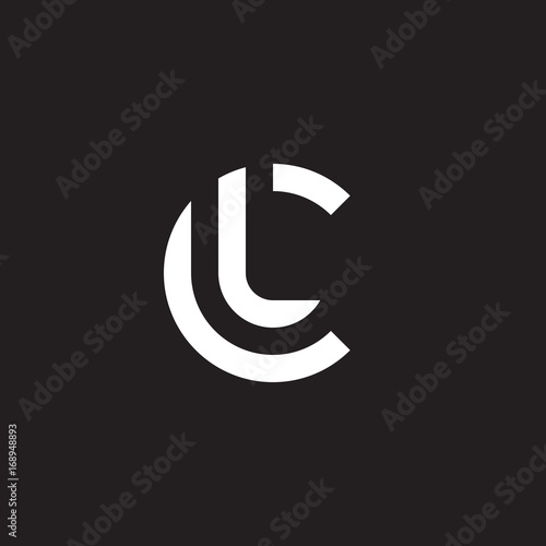 Initial lowercase letter logo cl, lc, l inside c, monogram rounded shape, white color on black background