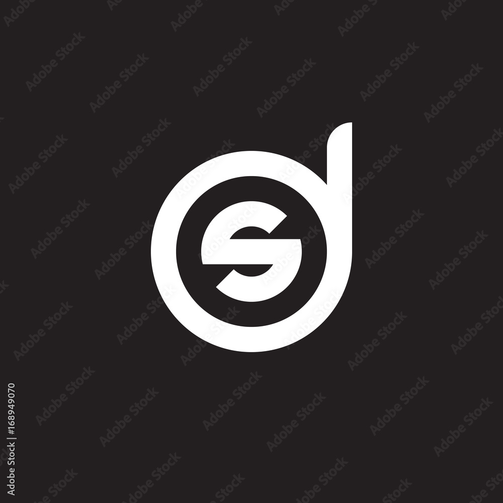 Initial lowercase letter logo ds, sd, s inside d, monogram rounded shape, white color on black background Initial lowercase letter logo ds, sd, s inside d, monogram rounded shape, white color on black background
