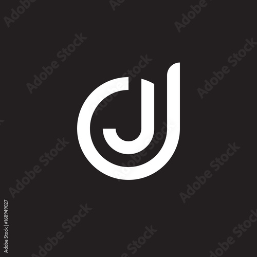 Initial lowercase letter logo dj, jd, j inside d, monogram rounded shape, white color on black background