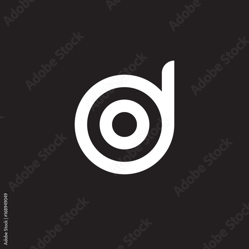 Initial lowercase letter logo do, od, o inside d, monogram rounded shape, white color on black background