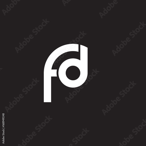 Initial lowercase letter logo fd, df, d inside f, monogram rounded shape, white color on black background