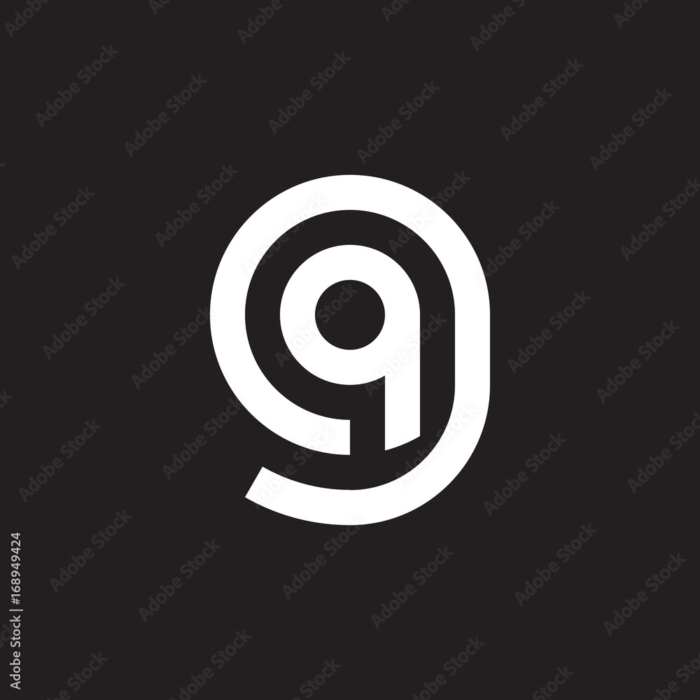 Initial lowercase letter logo gq, qg, q inside g, monogram rounded shape, white color on black background Initial lowercase letter logo gq, qg, q inside g, monogram rounded shape, white color on black background