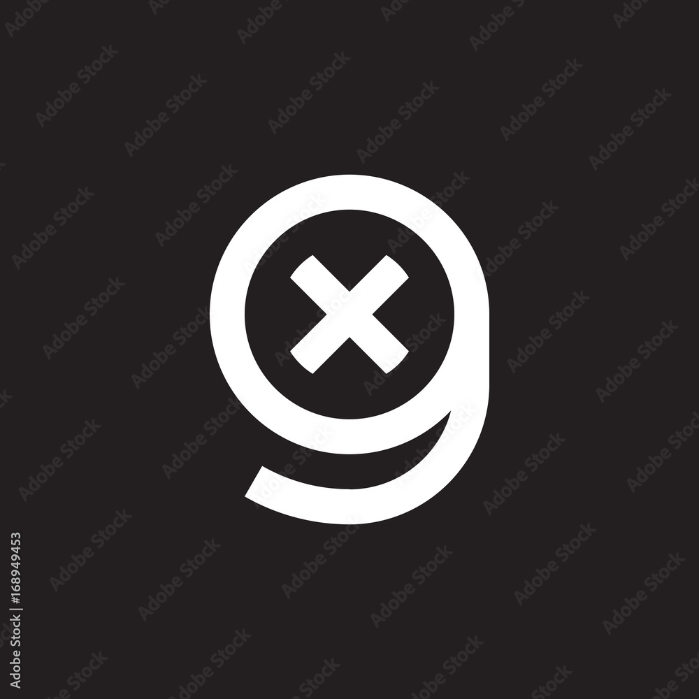 Initial lowercase letter logo gx, xg, x inside g, monogram rounded shape, white color on black background Initial lowercase letter logo gx, xg, x inside g, monogram rounded shape, white color on black background