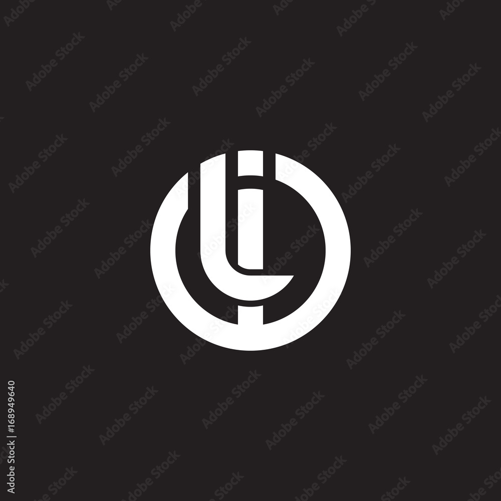 Initial lowercase letter logo il, li, monogram rounded shape, white color on black background - obrazy, fototapety, plakaty 