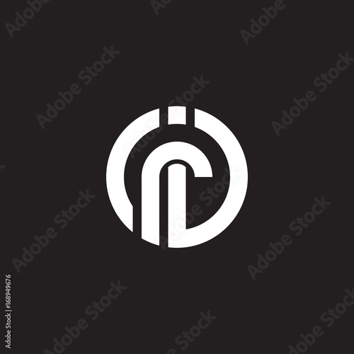 Initial lowercase letter logo ir, ri, monogram rounded shape, white color on black background