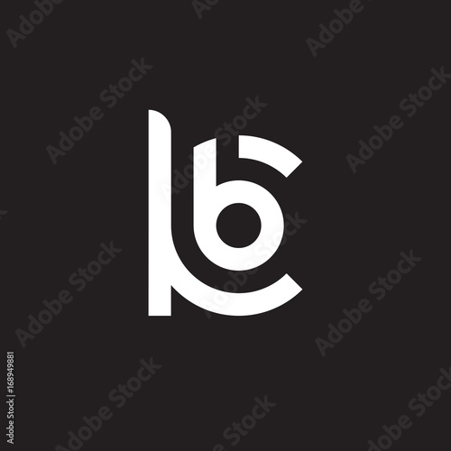 Initial lowercase letter logo kb, bk, b inside k, monogram rounded shape, white color on black background photo