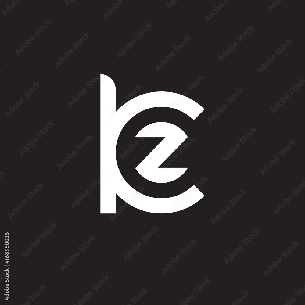 Initial lowercase letter logo kz, zk, z inside k, monogram rounded shape, white color on black background
Initial lowercase letter logo kz, zk, z inside k, monogram rounded shape, white color on black background