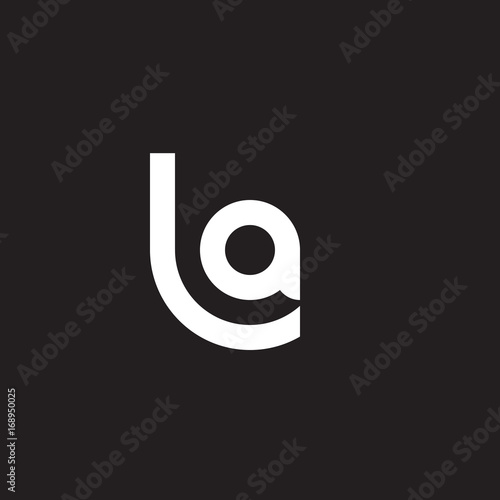 Εκτύπωση καμβά Initial lowercase letter logo la, al, a inside l, monogram rounded shape, white