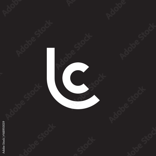 Initial lowercase letter logo lc, cl, c inside l, monogram rounded shape, white color on black background

