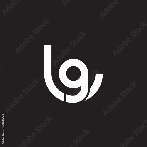 Initial lowercase letter logo lg, gl, g inside l, monogram rounded shape, white color on black background

