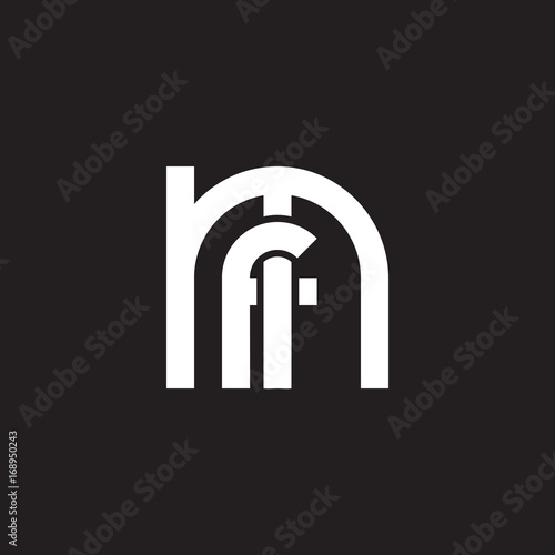 Initial lowercase letter logo mf, fm, f inside m, monogram rounded shape, white color on black background

