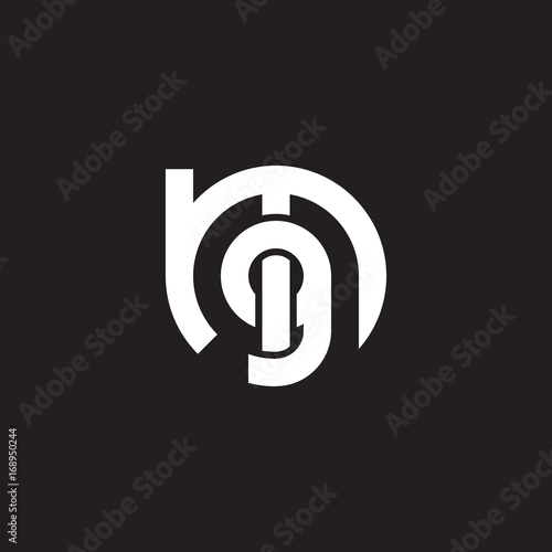 Initial lowercase letter logo mg, gm, g inside m, monogram rounded shape, white color on black background

