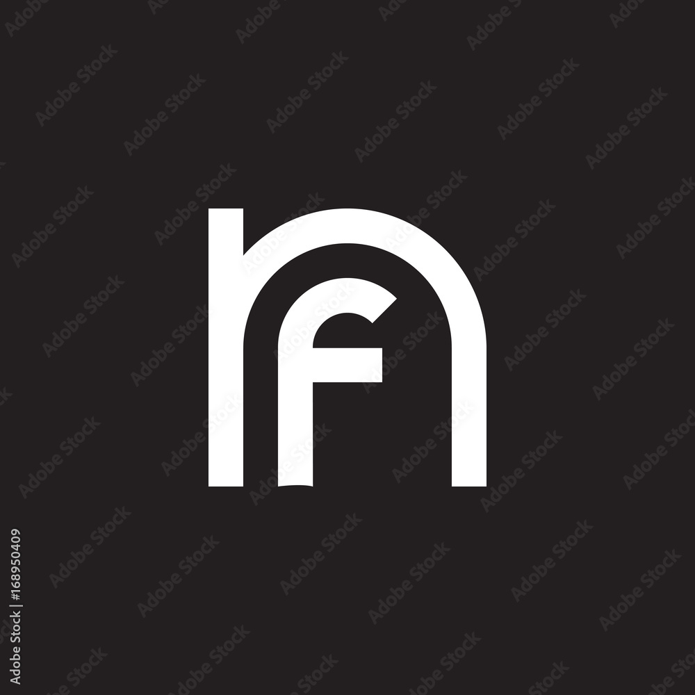 Initial lowercase letter logo nf, fn, f inside n, monogram rounded shape, white color on black background Initial lowercase letter logo nf, fn, f inside n, monogram rounded shape, white color on black background