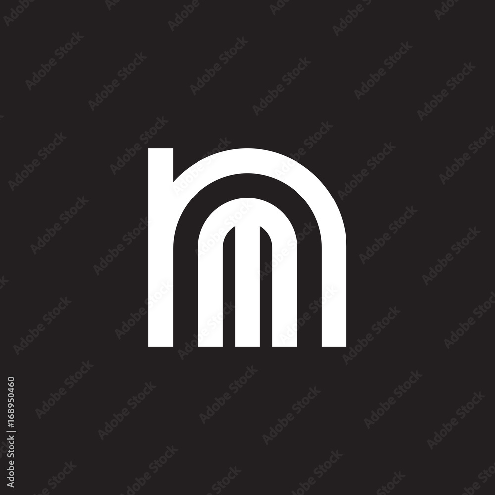 Initial lowercase letter logo nm, mn, m inside n, monogram rounded shape, white color on black background Initial lowercase letter logo nm, mn, m inside n, monogram rounded shape, white color on black background