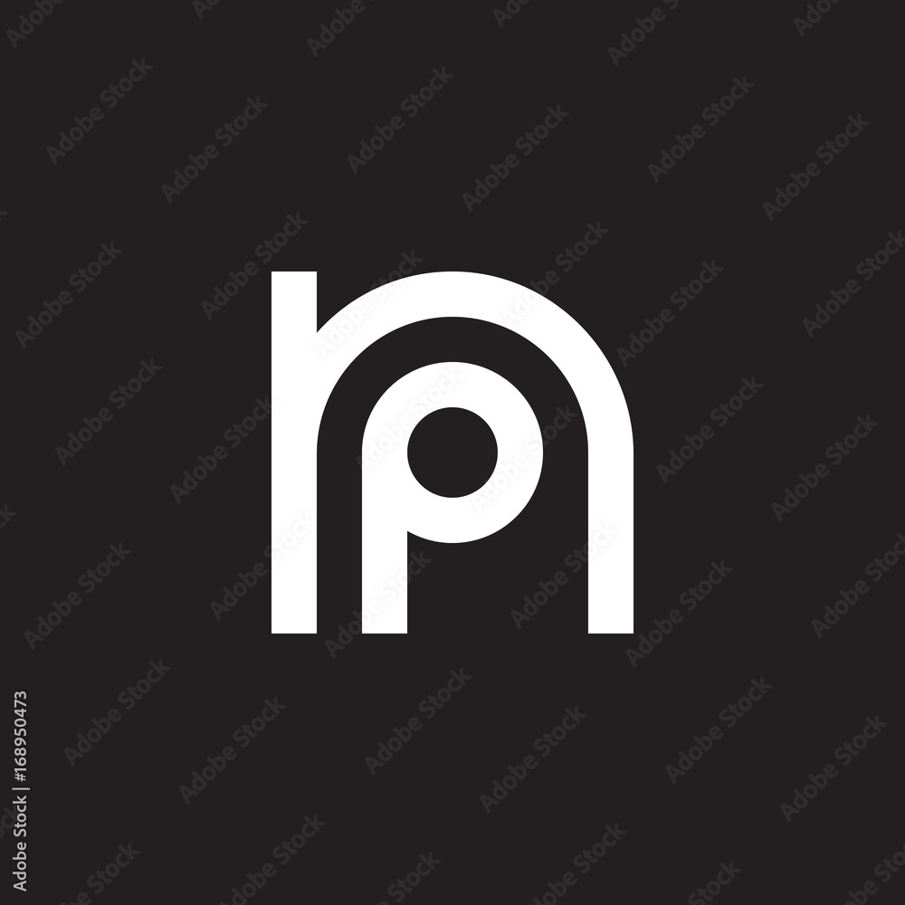 Initial lowercase letter logo np, pn, p inside n, monogram rounded shape, white color on black background Initial lowercase letter logo np, pn, p inside n, monogram rounded shape, white color on black background