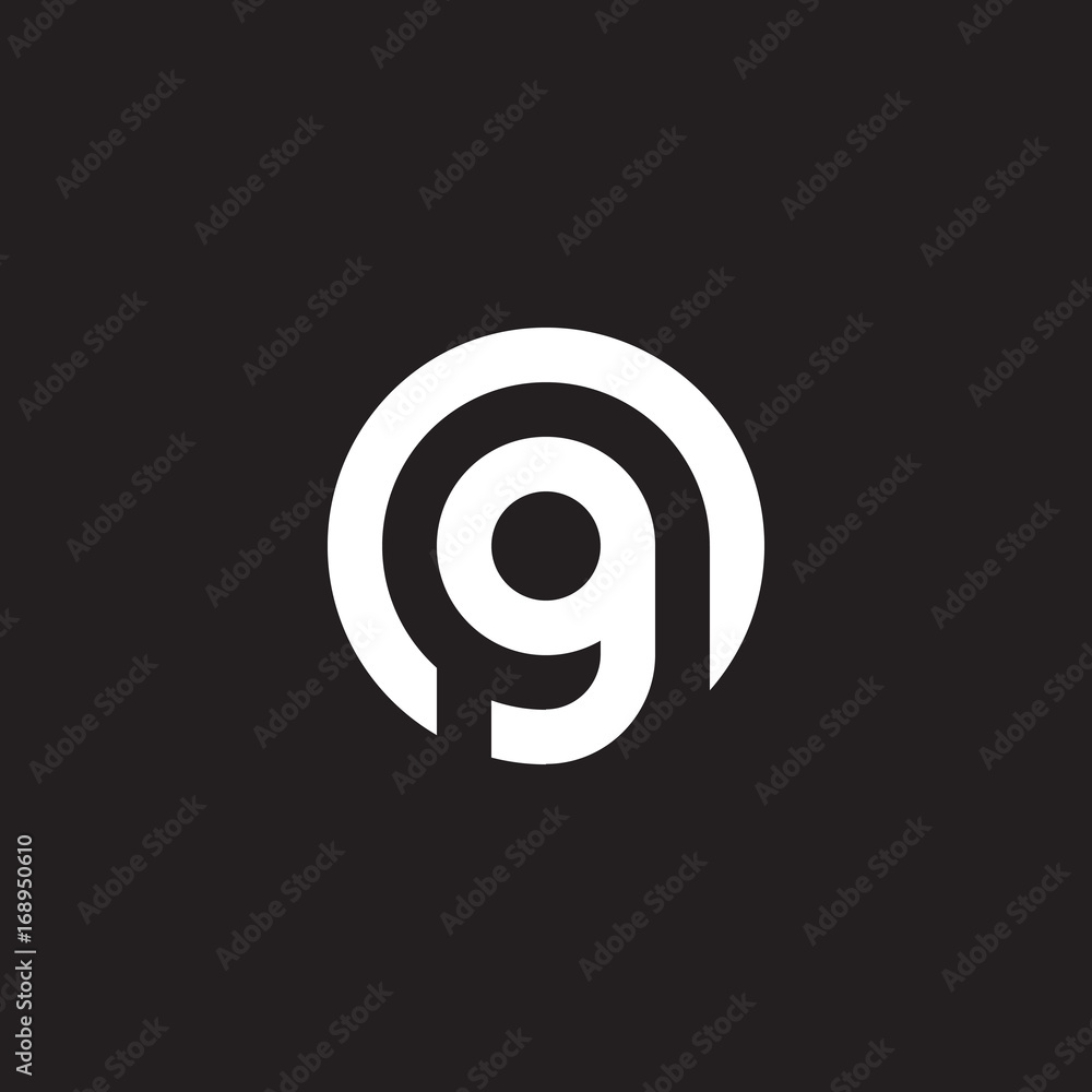 Initial lowercase letter logo og, go, g inside o, monogram rounded ...