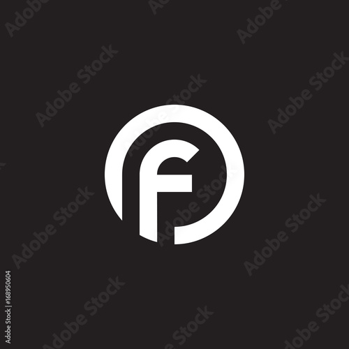 Initial lowercase letter logo of, fo, f inside o, monogram rounded shape, white color on black background