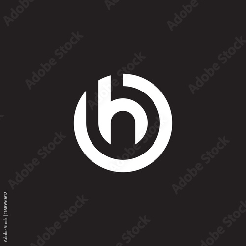 Initial lowercase letter logo oh, ho, h inside o, monogram rounded shape, white color on black background