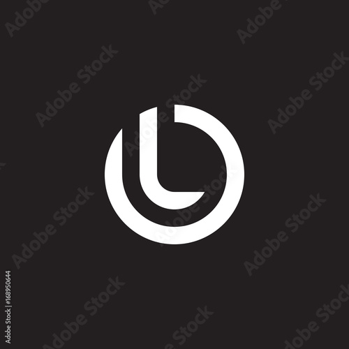 Initial lowercase letter logo ol, lo, l inside o, monogram rounded shape, white color on black background photo