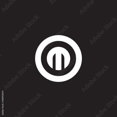 Initial lowercase letter logo om, mo, m inside o, monogram rounded shape, white color on black background