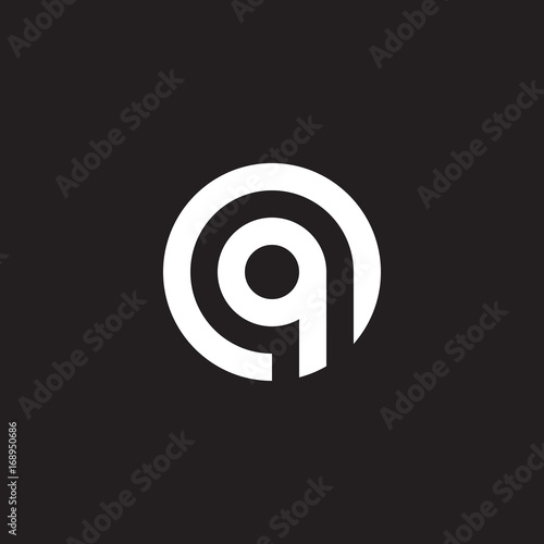 Initial lowercase letter logo oq, qo, q inside o, monogram rounded shape, white color on black background