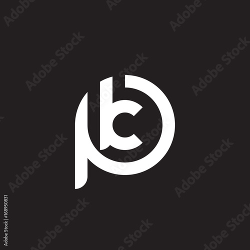 Initial lowercase letter logo pk, kp, k inside p, monogram rounded shape, white color on black background