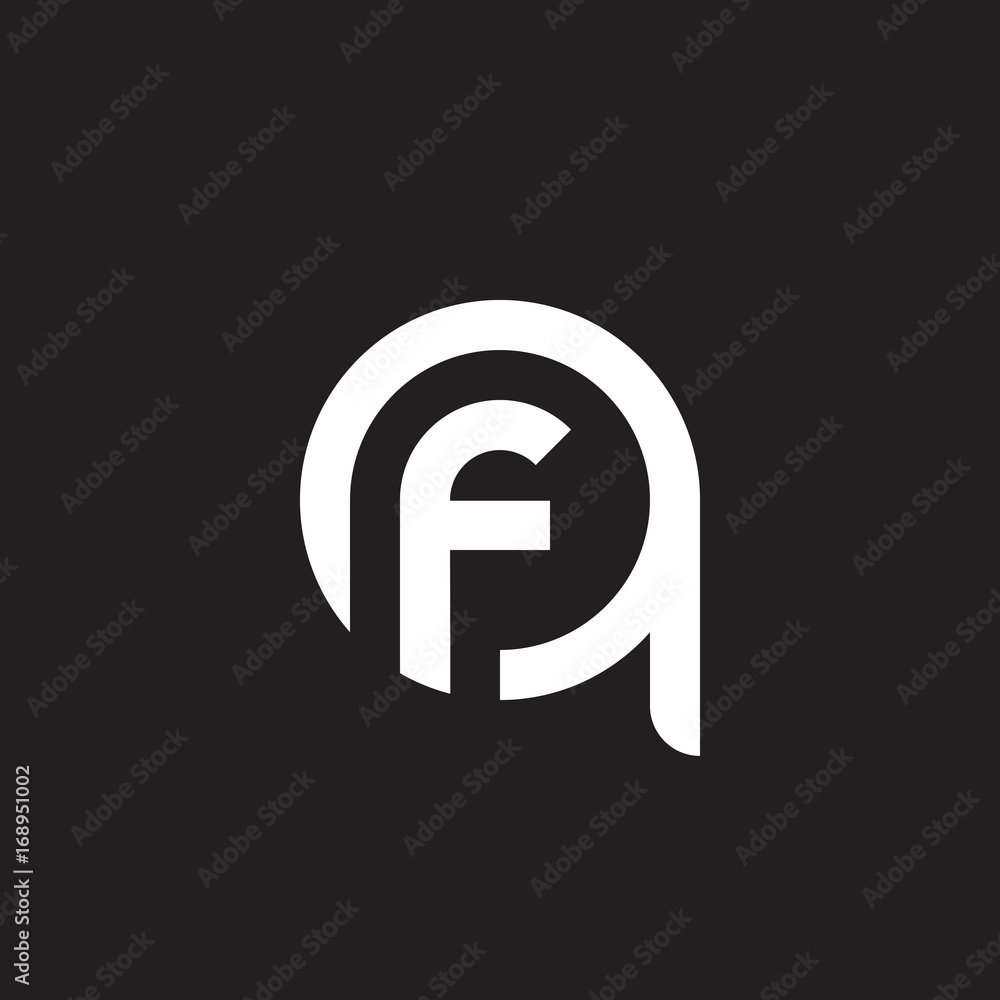Initial lowercase letter logo qf, fq, f inside q, monogram rounded shape, white color on black background Initial lowercase letter logo qf, fq, f inside q, monogram rounded shape, white color on black background