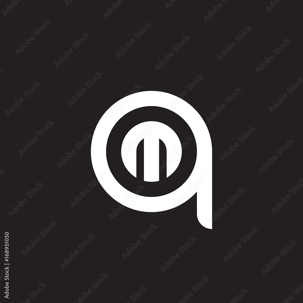 Initial lowercase letter logo qm, mq, m inside q, monogram rounded shape,  white color on black background Stock Vector | Adobe Stock