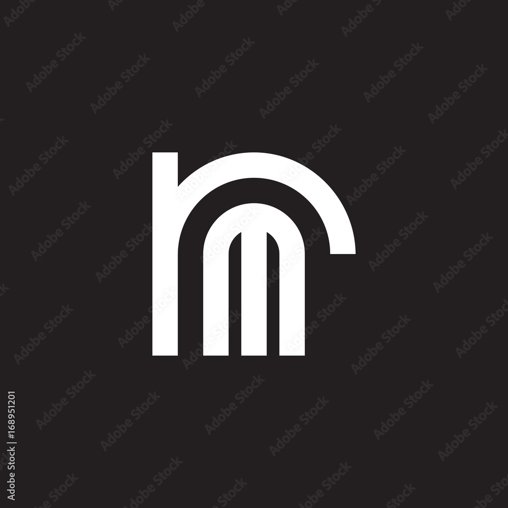 Initial lowercase letter logo rm, mr, m inside r, monogram rounded shape, white color on black background Initial lowercase letter logo rm, mr, m inside r, monogram rounded shape, white color on black background