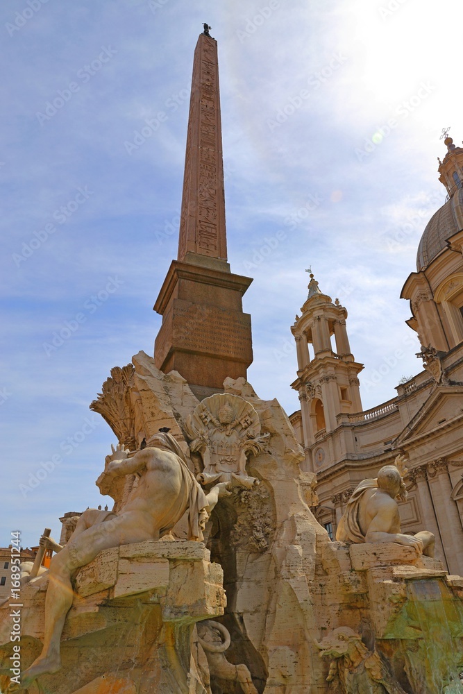 Fontana dei Quattro Fiumi centre Rome, Italy.